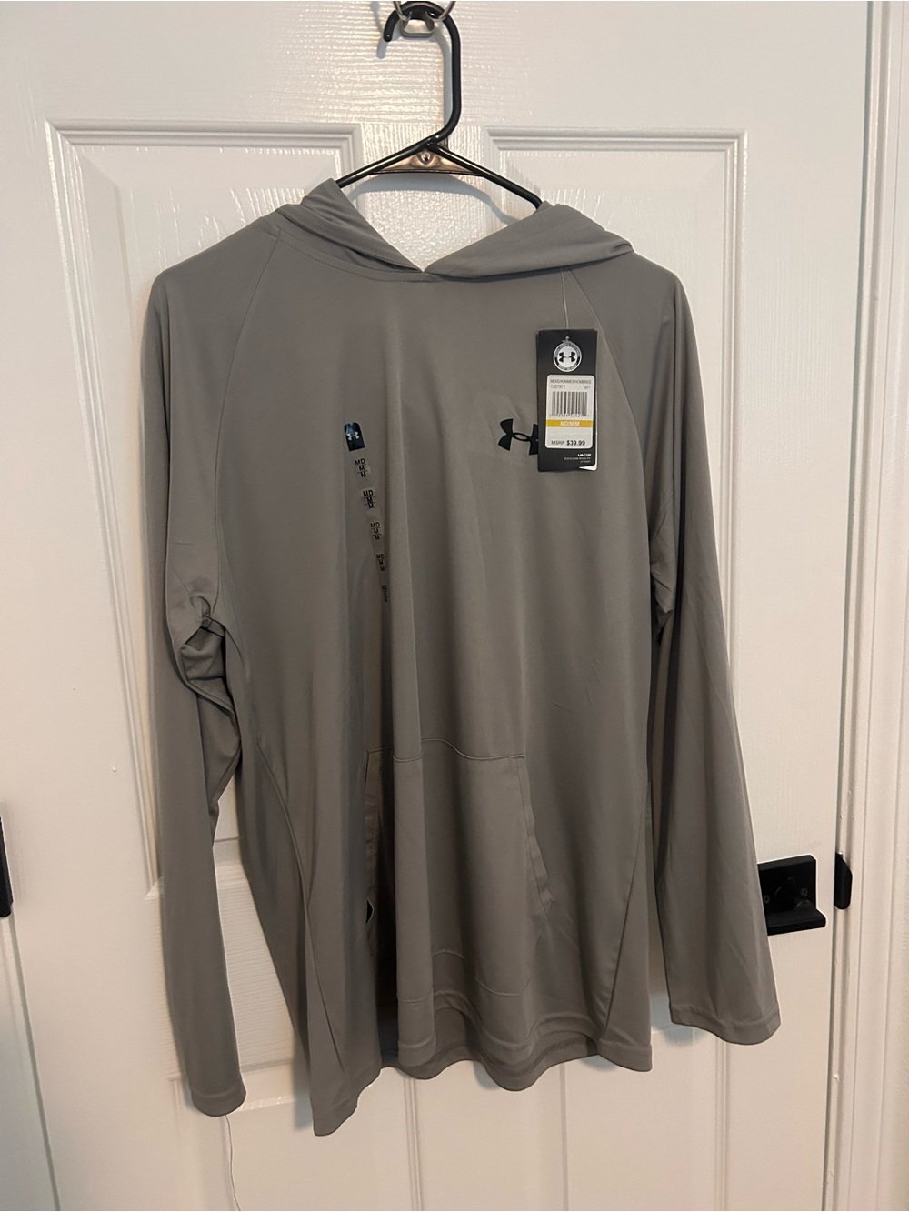 Under Armour Light Gray HeatGear Hooded Performance Shirt